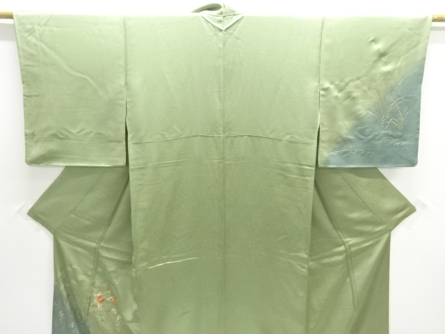  箔置き 秋草模様刺繍訪問着